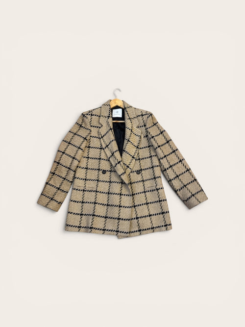 ANINE BING Double Breasted Plaid Blazer